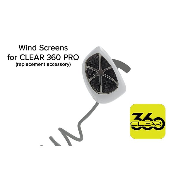 Clear 360 10 pack, (5-pair), Replacement Wind Screens, Black, 10PK C360WS01B